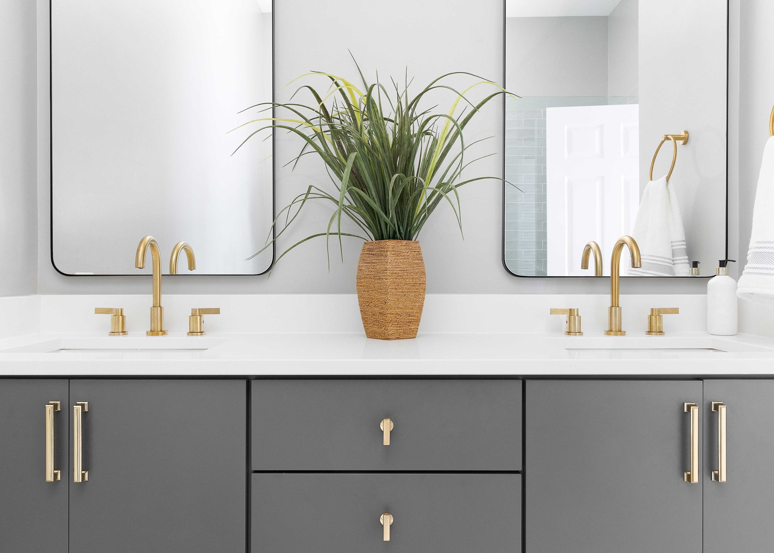 New vanity & mirrors remodeled bathroom Augusta, ME